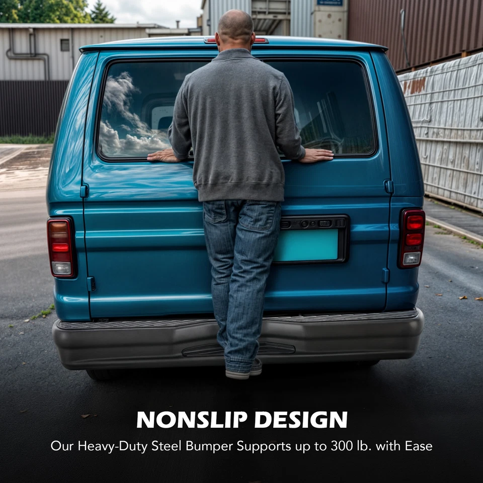 适用于 1992 - 2014 E150 E250 福特 Econoline 黑色后踏板保险杠组件已完成 — 第 3/4 张图片