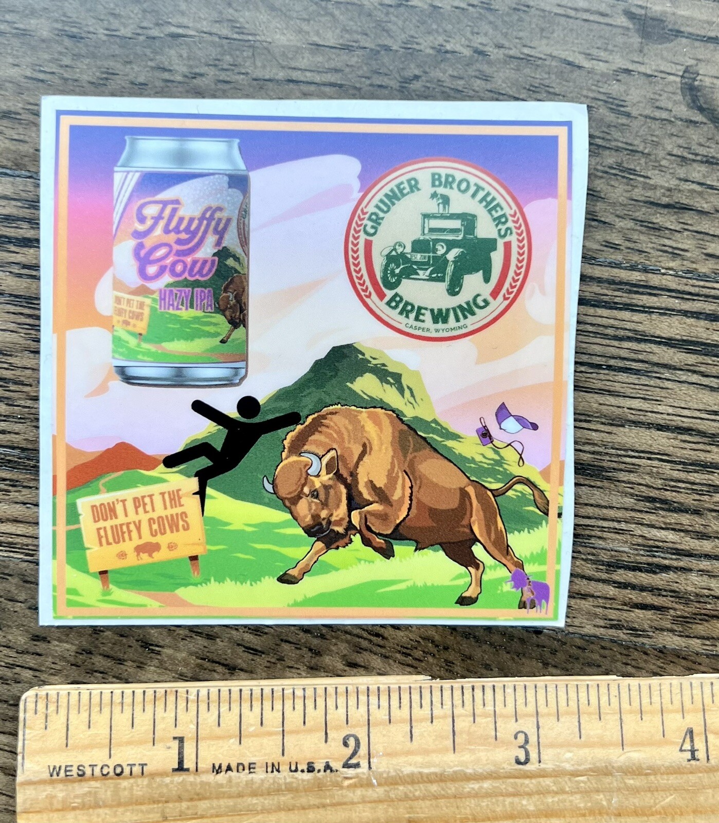 GRUNER Fluffy Cow BREWING BREWERY BEER STICKER Casper Wyoming WY Water