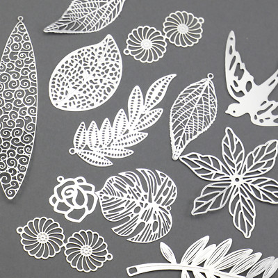 Filigree Silver Plated Charm Wedding Embellishment Beads Jewellery Making