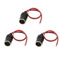 3 Pcs 12-24V Car Cigarette Lighter Female Socket Power Plug Adapter Cable N528