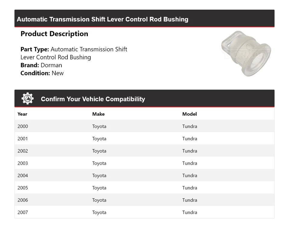 Buje de varilla de control de palanca de cambios para Toyota Tundra Dorman AT 2000-2007 2001 2002 Foto 2 de 4