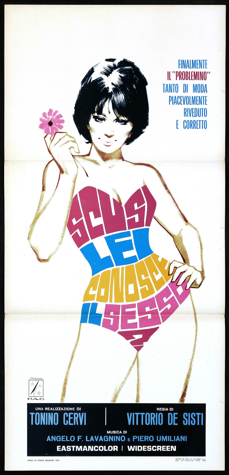 Locandina originale film SCUSI LEI CONOSCE IL SESSO? (2° tipo) (1968) - Regia di Vittorio De Sisti