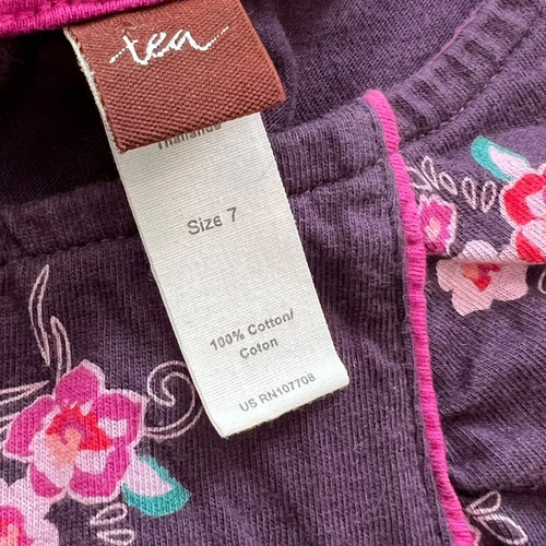 Tea Collection Size 7 Purple Knit Long Sleeve Dress Floral Print - Picture 4 of 6