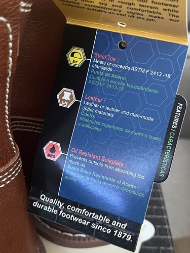 Herman Herren Leder Stahlkappe Arbeitsstiefel Braun Größe 13 Neu im Karton - Bild 4 von 6