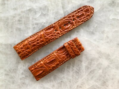 21mm/10mm Cognac Alligator Crocodile Embossed Leather Watch Strap Band