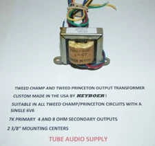 FENDER 5F1 TWEED CHAMP OUTPUT TRANSFORMER, HEYBOER USA MADE, 7K 4/8 OHM