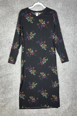 h&m knit midi dress H&M womens Rib-knit Long Sleeve Crew Midi Dress US Medium
