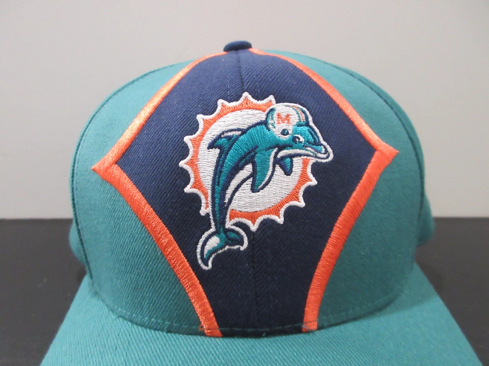 DE COLECCIÓN Miami Dolphins Sombrero Gorra Correa Trasera Verde NFL Fútbol Arrancador Hombres Años 90 Foto 2 de 4