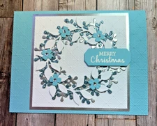 Stampin Up GREETING CARD KIT ~Lot of 4 w/Env~ Christmas 3 Layer Wreath Foil