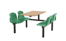 HEAVY DUTY 4 SEAT CANTEEN FAST FOOD TABLE & CHAIRS FURNITURE GREEN SEATS