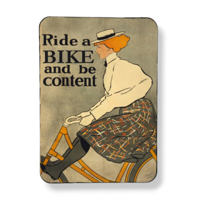 Vintage Ride A Bike Be Content Poster Magnet Sublimated 3''x4'' Bike Rider Gift