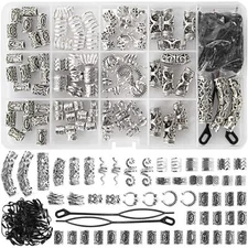 152 Pcs Norse Vikings Beads Hair Tube Beads Dreadlocks for Beards Hair Braiding