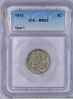1913 Buffalo Nickel 5c ICG MS63 - Type 1