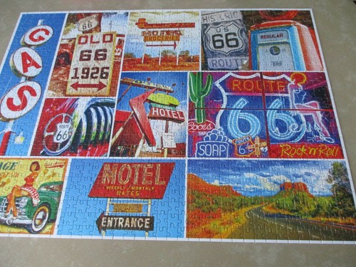 ROUTE 66 COLLAGE 1000 PC PUZZLE JIGSAW CRA-Z-ART USED 100 % COMPLETE ...