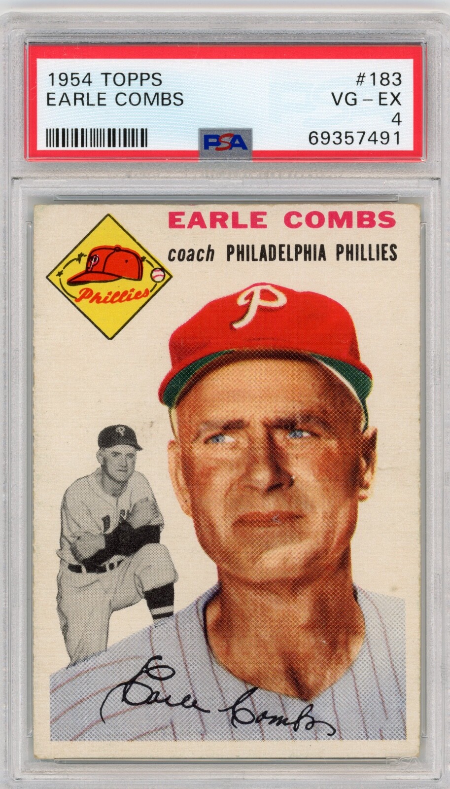 1954 Topps Earle Combs #183 PSA 4 VG-EX