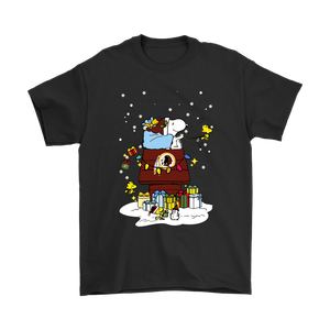Details About Washington Redskins Santa Snoopy Brings Christmas To Town Nfl Black T Shirt