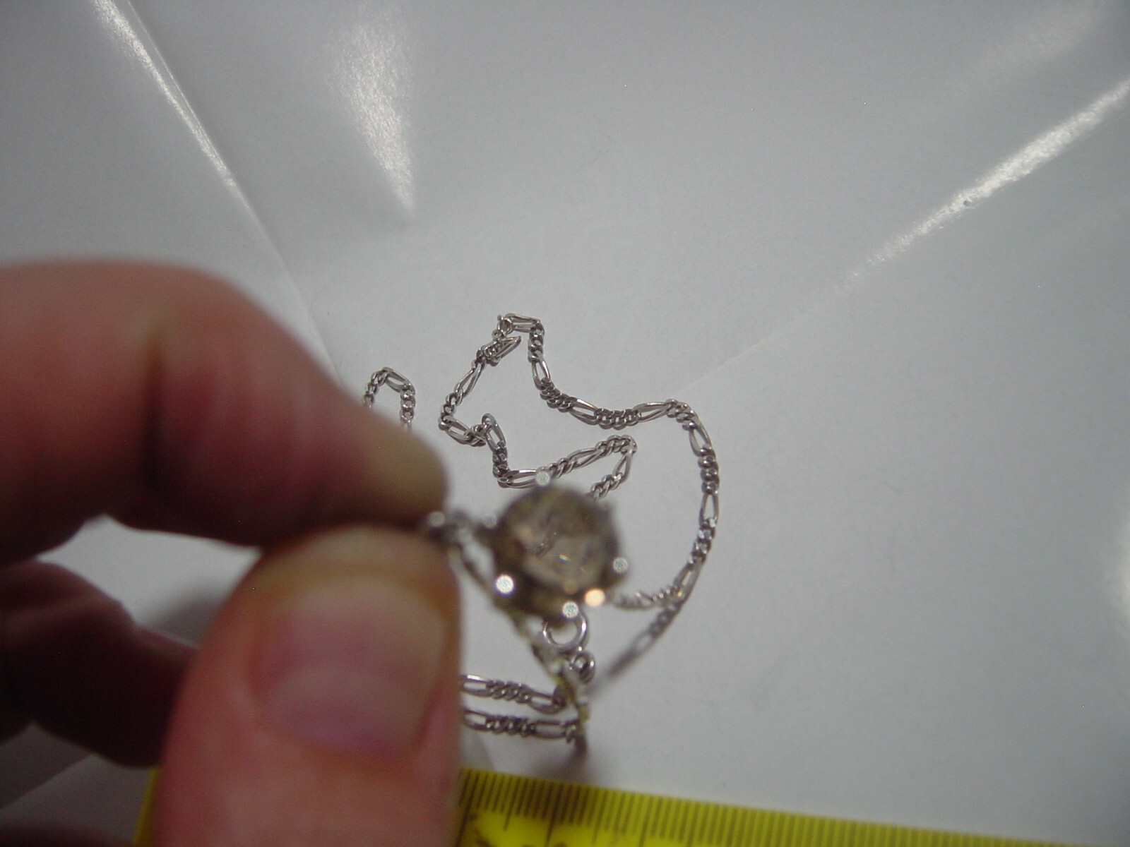 Solid Silver 16" figaro Chain & superb checkerboa… - image 5