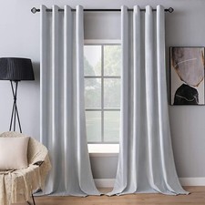 MIULEE 2 Pieces Greyish White Velvet Curtains Exquisite  Elegant Grommet The...