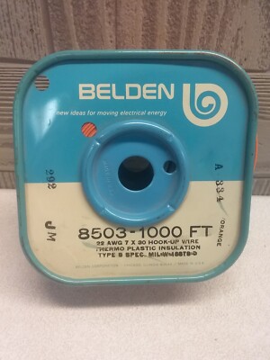 Belden 8503-1000 Ft #22 AWG Hook-Up Wire MIL-W-16878-D Orange Thermo Plastic Ins