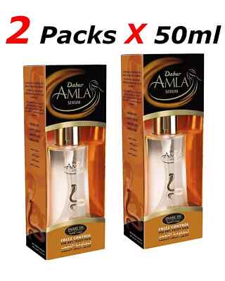 2 X Dabur Amla Serum Schlangenöl Frizz Control für trockenes, krauses Haar 50ml