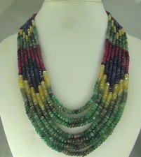 COLLANA PERLE ZAFFIRO SMERALDO MULTI RUBINO NATURALE 529 ct 7 file