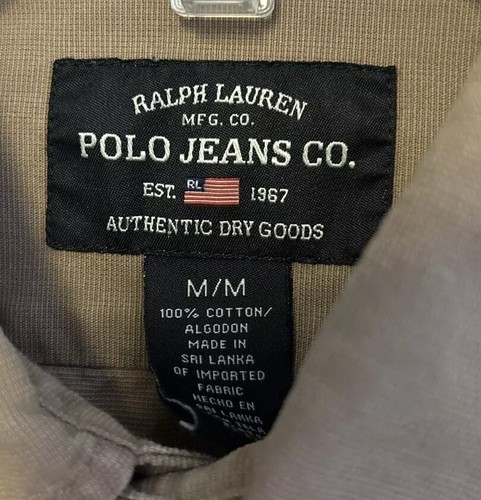 Polo Ralph Lauren beige camicia manica lunga con bottoni taglia M autentica merce secca - Foto 3 di 10