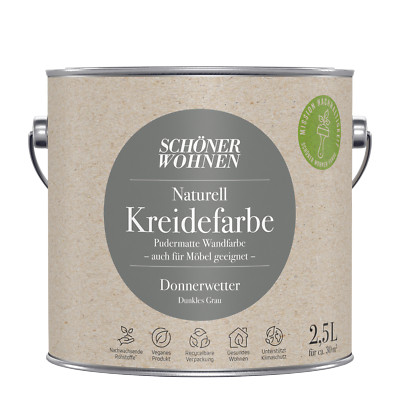 Wandfarbe Kreidefarbe Naturell Schöner Wohnen Dunkles Grau 2,5L