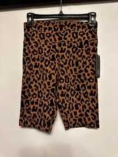 Women's Wild Fable Leopard Cheetah Print Stretch High-Rise Bike Shorts Yoga S