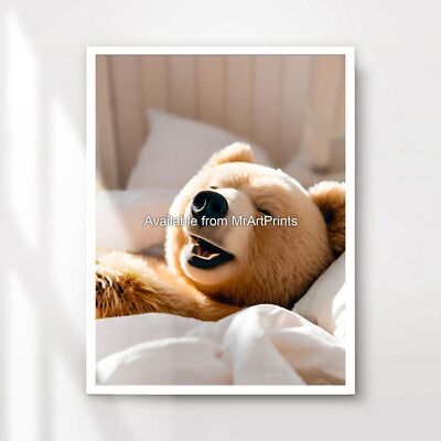 Schlafzimmer süß Kunst gemütlich schlafender Teddybär Schlafdruck Wandbild Kinderzimmer