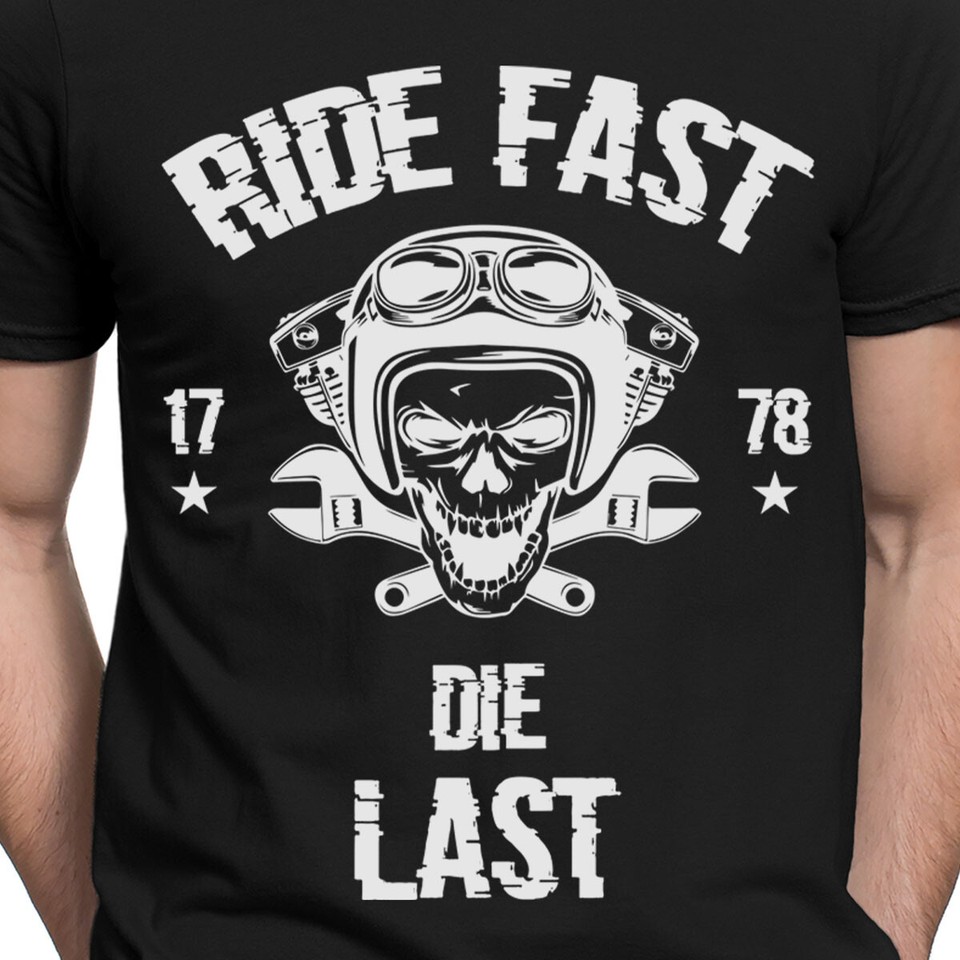 Ride Fast Die Last Bikers T Shirts For Men Funny Motorcycle Biker