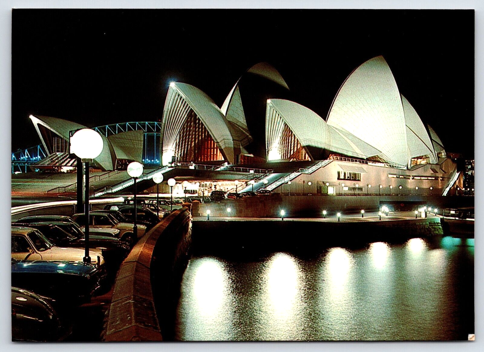 VINTAGE OLD ANTIQUE POSTCARD PHOTO OPERA HOUSE CARS HARBOUR SYDNEY AUSTRALIA