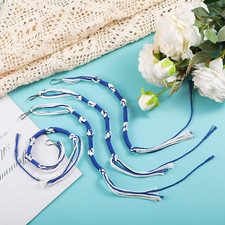 Tzitzits Set, 4 Pieces Tzitzits Tassels with Hanging Hooks with Longer Blue Mess