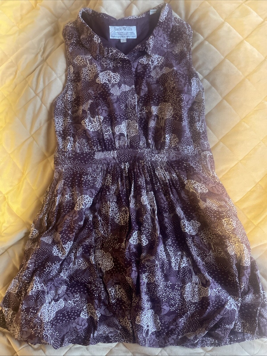 Jack Wills Burgundy Collared Fit And Flare Dress Uk 10
