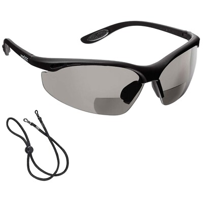 Schutzbrille mit Lesehilfe (RAUCHGRAUE +2.0 Dioptrie) Sportbrille für Radler