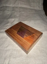 Hardwood Inlaid Wood Marquetry Parquetry Wooden Jewelry Trinket Box Dovetailed