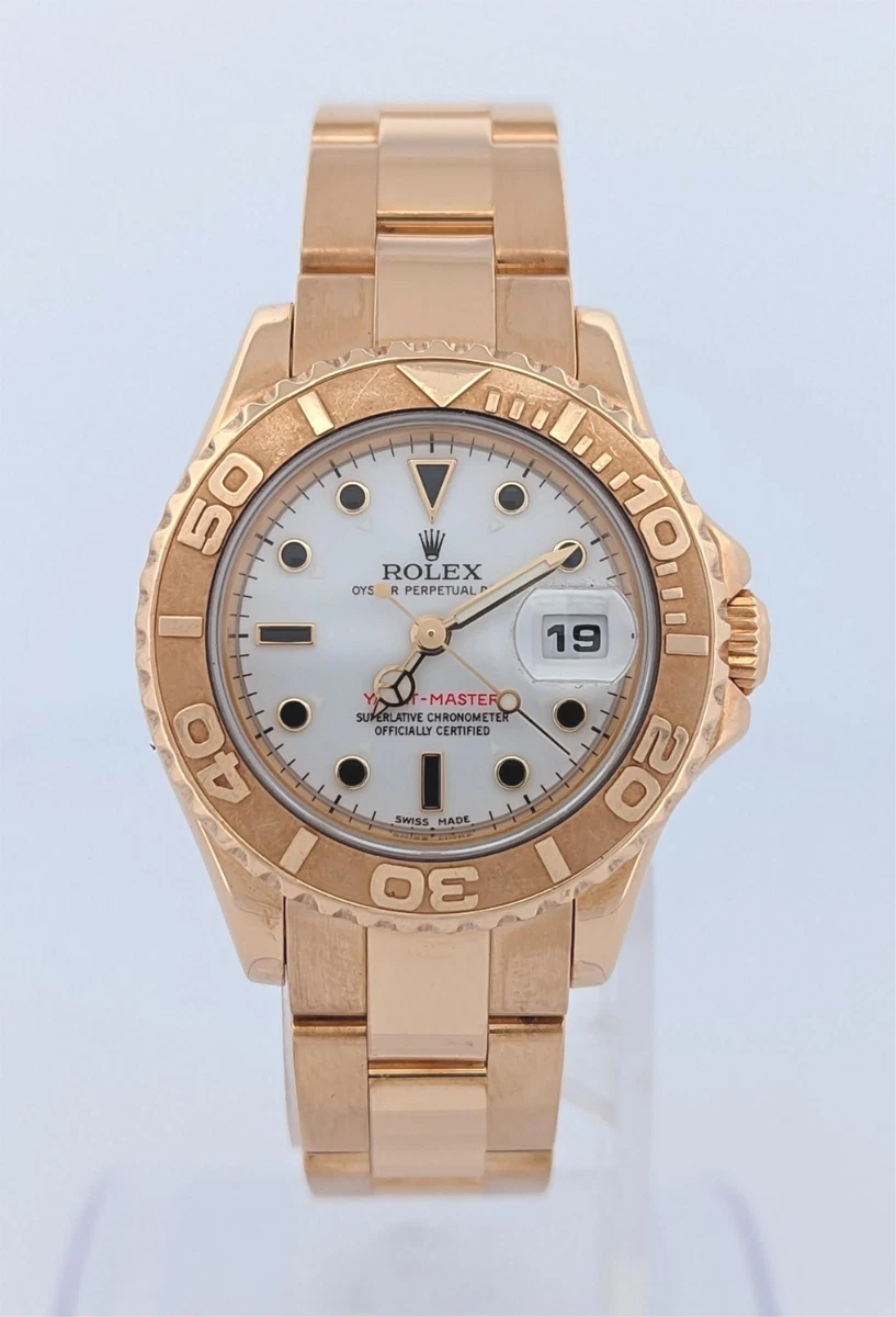 Vintage Rolex Yacht-Master White Dial 18K Yellow Gold Watch