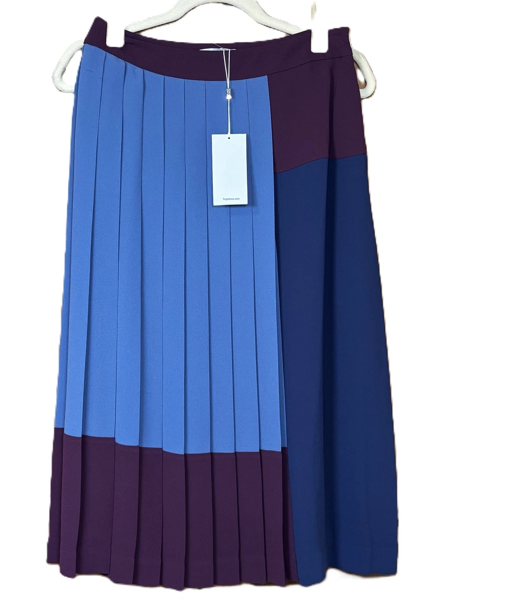 Jupe Crayon Violette Nightingales Taille 14 - Plissée, Fermeture Zip, Longueur Genou