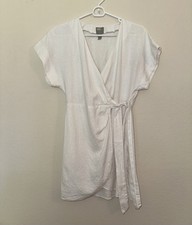 ASOS White Wrap Dress Size 4 Short Sleeve