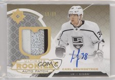 2019 Ultimate Collection Rookies Gold /99 Tier 1 Carl Grundstrom Patch Auto ev1