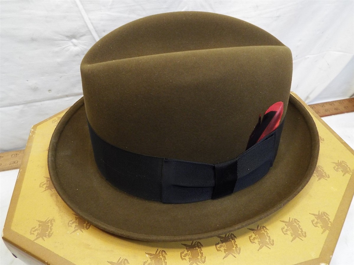 Vintage Knox NY Brown Homburg Men's Hat in Hatbox Box Fashion
