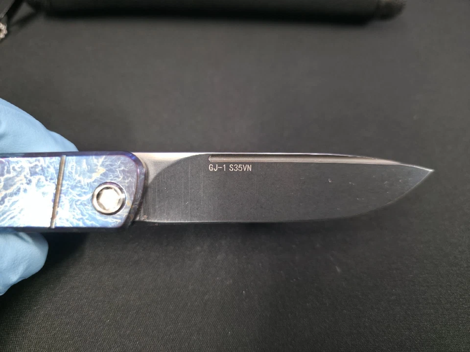 Medford Gentleman Jack S35VN Brushed Bolster Blue Titanium Slipjoint - Image 2 of 4