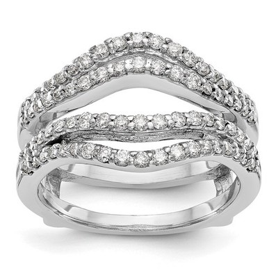 14K White Gold 5/8 Ct Round Cut Lab Grown Diamond VS+ F+ Fancy Ring Guard Size 7
