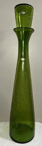 BLENKO HUGE 35.5" Art Glass Green # 6138 Architectural Floor Decanter HUSTED
