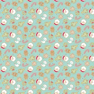 Baumwollstoff Lebkuchen Weihnachten Hellblau Riley Blake Doodlebug ab 25x110cm