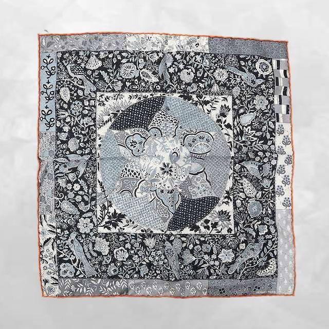 HERMES Silk Fleuri De Provence Gavroche 45 Scarf #QOAZIQ