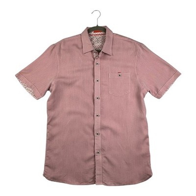 Nicoby Mens Flamingo Lined Short Sleeve Snap Button Collared Pink Red Large