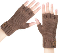 Fingerless Gloves for Women - 1 Pair Winter Gloves Men Warm Knit Cold Weather, H
