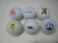 Lot of 6 Logo Golf Balls - Courses, Brands, Advertising ,Collectible ,