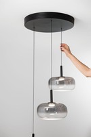 LED HäNgelampe Schwarz Rauchglas L:45 Cm 2700/3000/4000 K Pendelleuchte KüChe