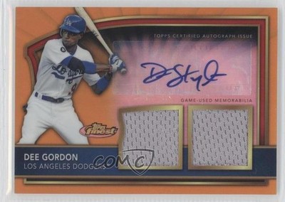 2011 Finest Orange Refractor Rookie Dual Relics 88/99 Dee Gordon #82 Auto RC 1l7